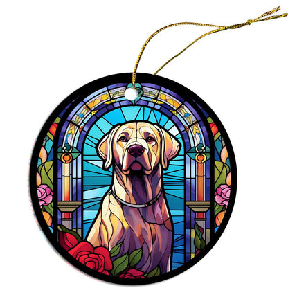 Dog Breed Christmas Ornament Stained Glass Style, "Labrador"