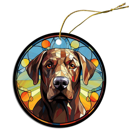 Dog Breed Christmas Ornament Stained Glass Style, "Labrador"