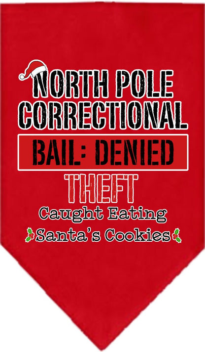 Christmas Pet and Dog Bandana Screen Printed, "North Pole Correctional"