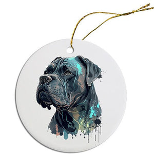 Dog Breed Specific Round Christmas Ornament, "Cane Corso"