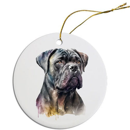 Dog Breed Specific Round Christmas Ornament, "Cane Corso"