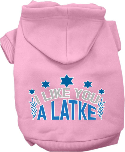 Hanukkah Pet, Dog and Cat Hoodie Screen Printed, "I Like You A Latke"