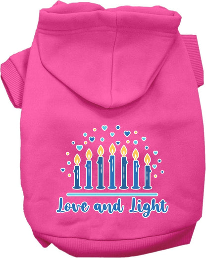 Hanukkah Pet, Dog and Cat Hoodie Screen Printed, "Love and Light"