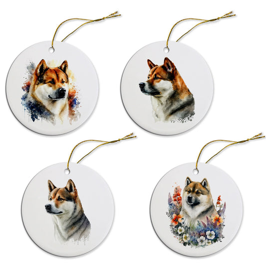 Dog Breed Specific Round Christmas Ornament, &quot;Akita&quot;