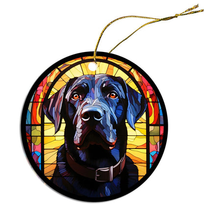 Dog Breed Christmas Ornament Stained Glass Style, "Labrador"