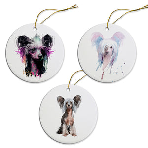 Dog Breed Specific Round Christmas Ornament, &quot;Chinese Crested&quot;