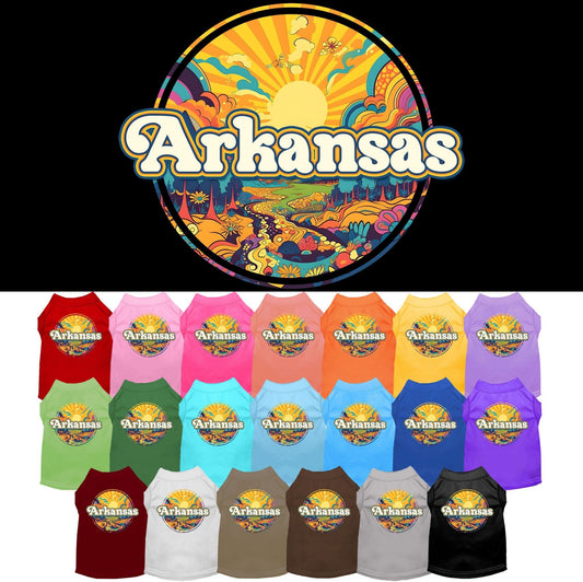 Pet Dog & Cat Screen Printed Shirt, "Arkansas Trippy Peaks"