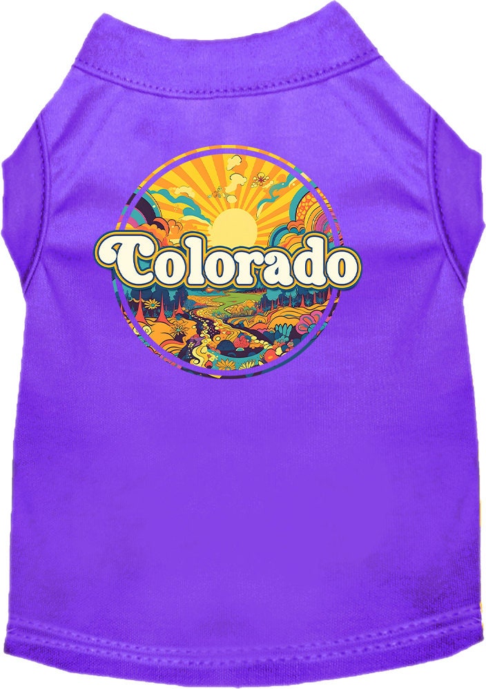 Pet Dog & Cat Screen Printed Shirt, "Colorado Trippy Peaks"