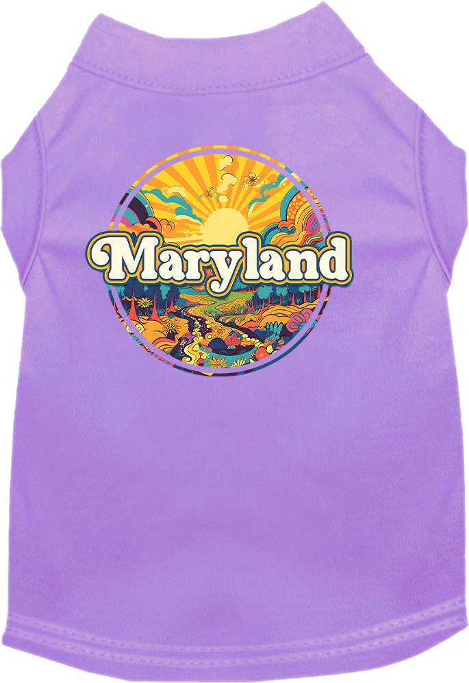 Pet Dog & Cat Screen Printed Shirt, "Maryland Trippy Peaks"