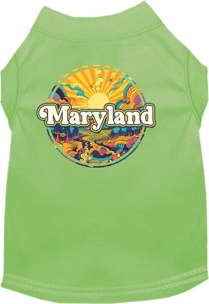 Pet Dog & Cat Screen Printed Shirt, "Maryland Trippy Peaks"