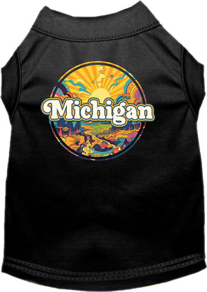 Pet Dog & Cat Screen Printed Shirt, "Michigan Trippy Peaks"