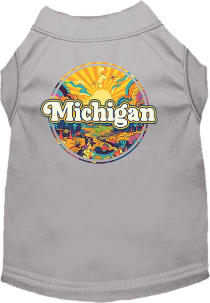 Pet Dog & Cat Screen Printed Shirt, "Michigan Trippy Peaks"