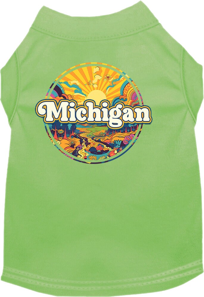 Pet Dog & Cat Screen Printed Shirt, "Michigan Trippy Peaks"