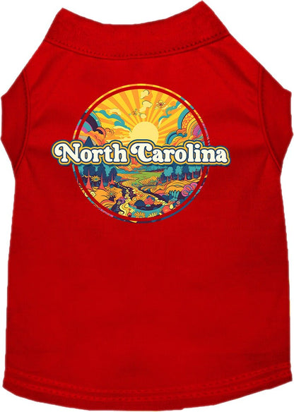 Pet Dog & Cat Screen Printed Shirt, "North Carolina Trippy Peaks"