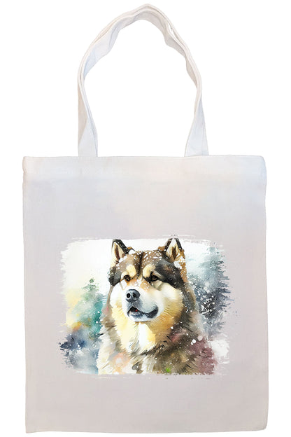 Canvas Tote Bag, Zippered With Handles & Inner Pocket, "Alaskan Malamute"