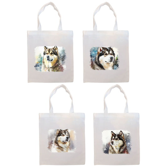 Canvas Tote Bag, Zippered With Handles & Inner Pocket, &quot;Alaskan Malamute&quot;