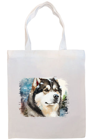 Canvas Tote Bag, Zippered With Handles & Inner Pocket, "Alaskan Malamute"