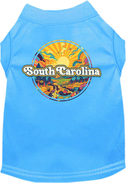 Pet Dog & Cat Screen Printed Shirt, "South Carolina Trippy Peaks"