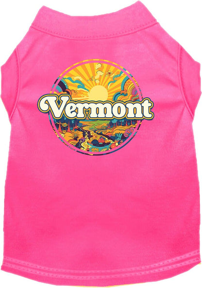 Pet Dog & Cat Screen Printed Shirt, "Vermont Trippy Peaks"