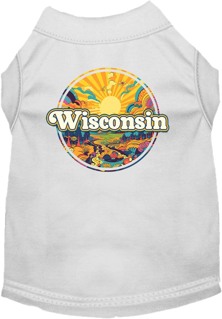 Pet Dog & Cat Screen Printed Shirt, "Wisconsin Trippy Peaks"