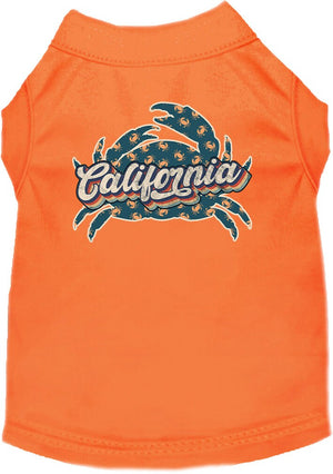 Pet Dog & Cat Screen Printed Shirt for Small to Medium Pets (Sizes XS-XL), "California Retro Crabs"