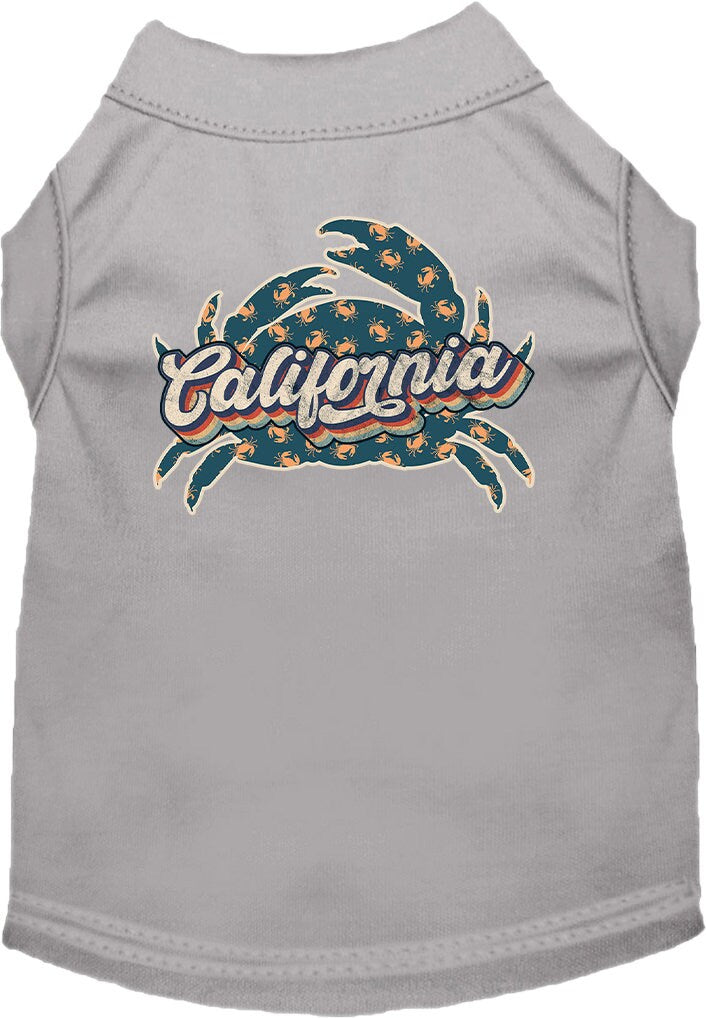 Pet Dog & Cat Screen Printed Shirt for Small to Medium Pets (Sizes XS-XL), "California Retro Crabs"
