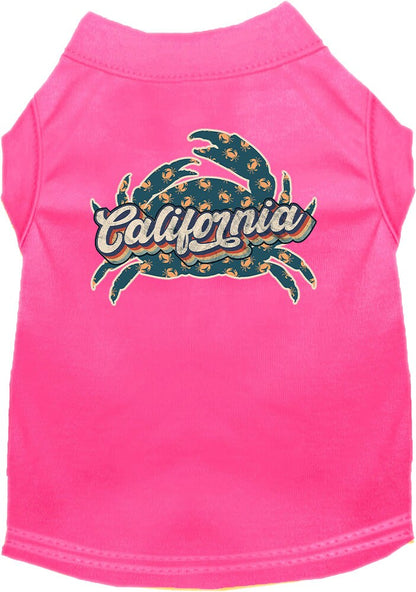 Pet Dog & Cat Screen Printed Shirt for Medium to Large Pets (Sizes 2XL-6XL), "California Retro Crabs"