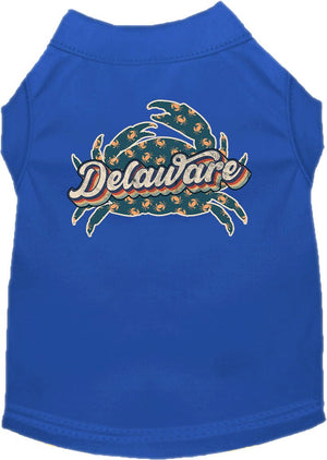 Pet Dog & Cat Screen Printed Shirt for Medium to Large Pets (Sizes 2XL-6XL), "Delaware Retro Crabs"