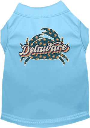 Pet Dog & Cat Screen Printed Shirt for Small to Medium Pets (Sizes XS-XL), "Delaware Retro Crabs"