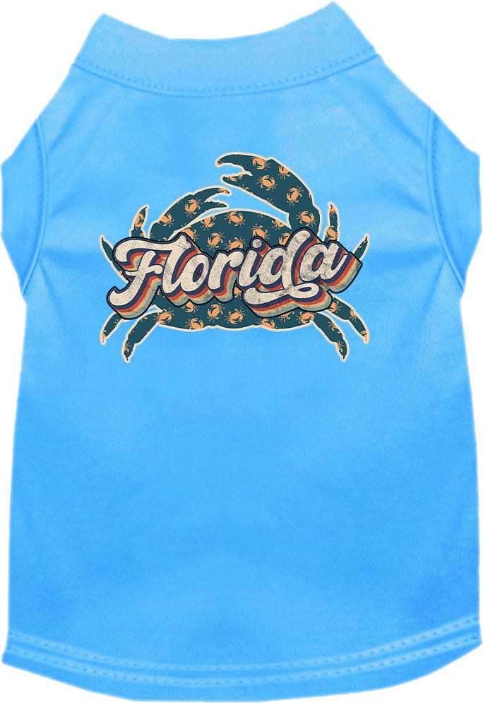 Pet Dog & Cat Screen Printed Shirt for Small to Medium Pets (Sizes XS-XL), "Florida Retro Crabs"