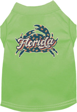 Pet Dog & Cat Screen Printed Shirt for Small to Medium Pets (Sizes XS-XL), "Florida Retro Crabs"