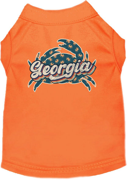 Pet Dog & Cat Screen Printed Shirt for Small to Medium Pets (Sizes XS-XL), "Georgia Retro Crabs"