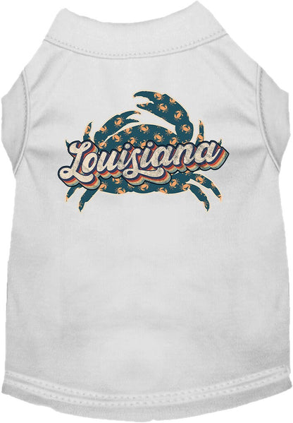 Pet Dog & Cat Screen Printed Shirt for Small to Medium Pets (Sizes XS-XL), "Louisiana Retro Crabs"