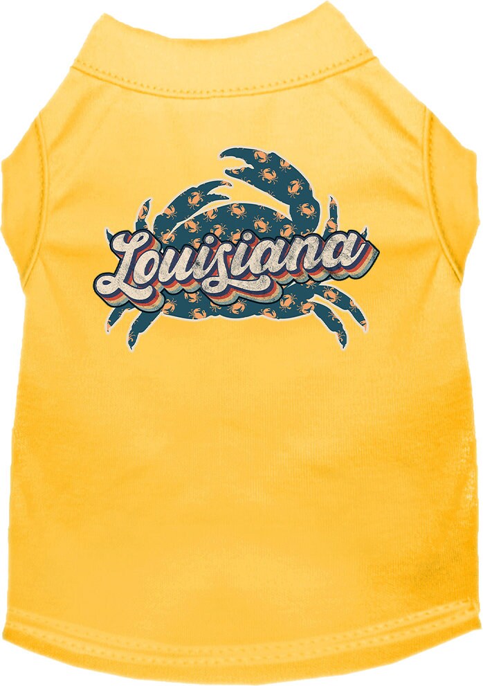 Pet Dog & Cat Screen Printed Shirt for Small to Medium Pets (Sizes XS-XL), "Louisiana Retro Crabs"