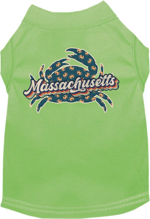 Pet Dog & Cat Screen Printed Shirt for Small to Medium Pets (Sizes XS-XL), "Massachusetts Retro Crabs"
