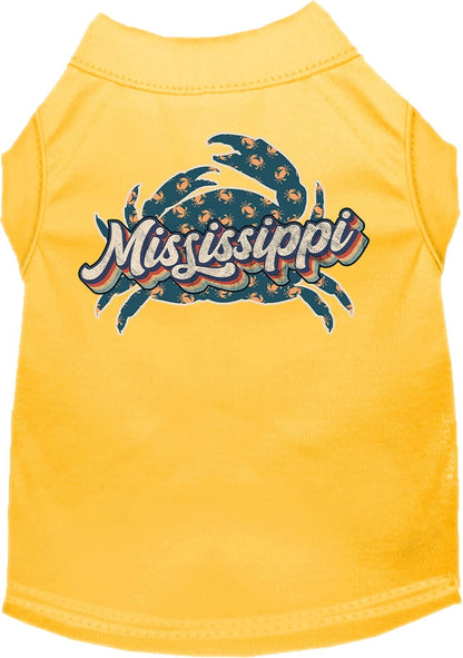 Pet Dog & Cat Screen Printed Shirt for Small to Medium Pets (Sizes XS-XL), "Mississippi Retro Crabs"