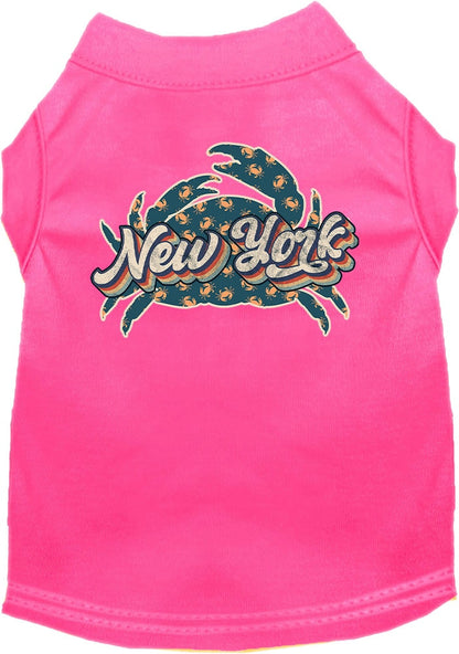 Pet Dog & Cat Screen Printed Shirt for Small to Medium Pets (Sizes XS-XL), "New York Retro Crabs"