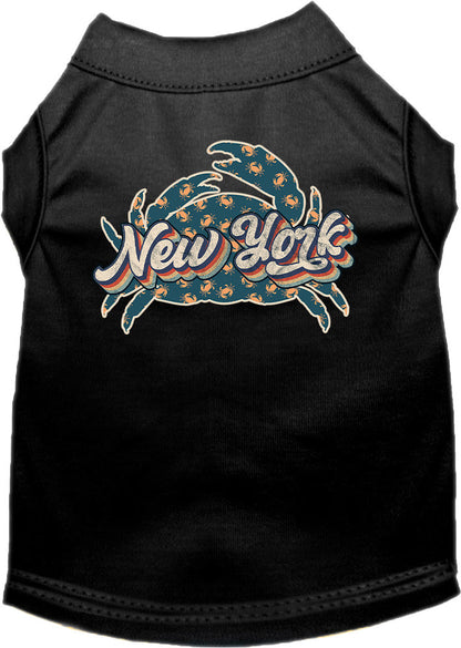 Pet Dog & Cat Screen Printed Shirt for Small to Medium Pets (Sizes XS-XL), "New York Retro Crabs"