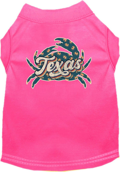 Pet Dog & Cat Screen Printed Shirt for Medium to Large Pets (Sizes 2XL-6XL), "Texas Retro Crabs"