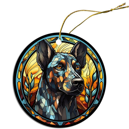 Dog Breed Christmas Ornament Stained Glass Style, "Catahoula"