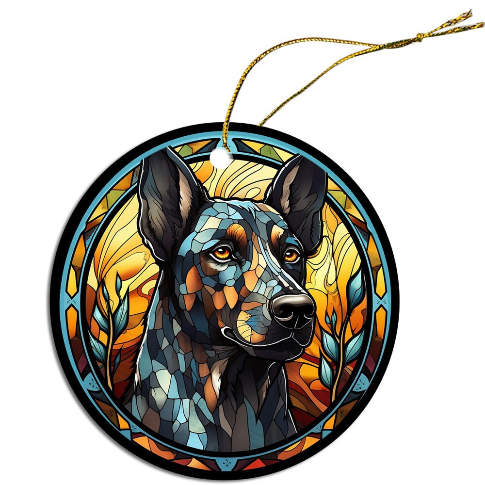 Dog Breed Christmas Ornament Stained Glass Style, "Catahoula"