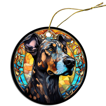 Dog Breed Christmas Ornament Stained Glass Style, "Catahoula"