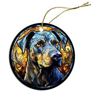 Dog Breed Christmas Ornament Stained Glass Style, "Catahoula"