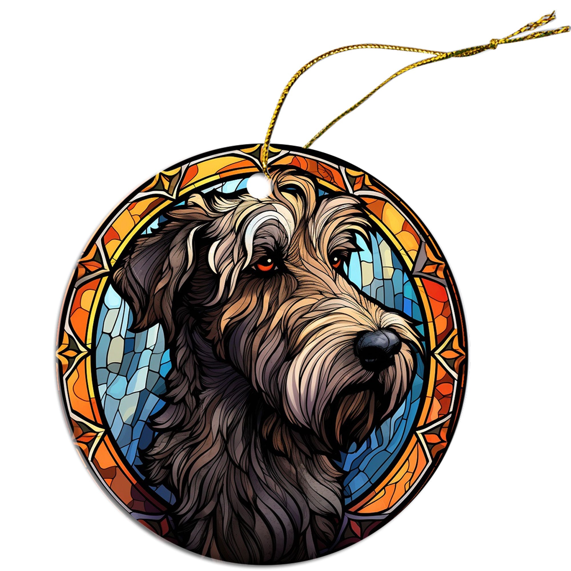 Dog Breed Christmas Ornament Stained Glass Style, "Irish Wolfhound"