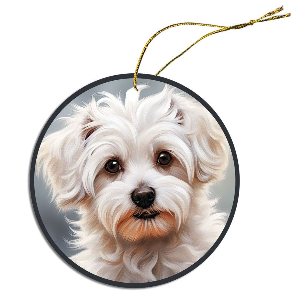 Dog Breed Specific Round Christmas Ornament, "Westiepoo"