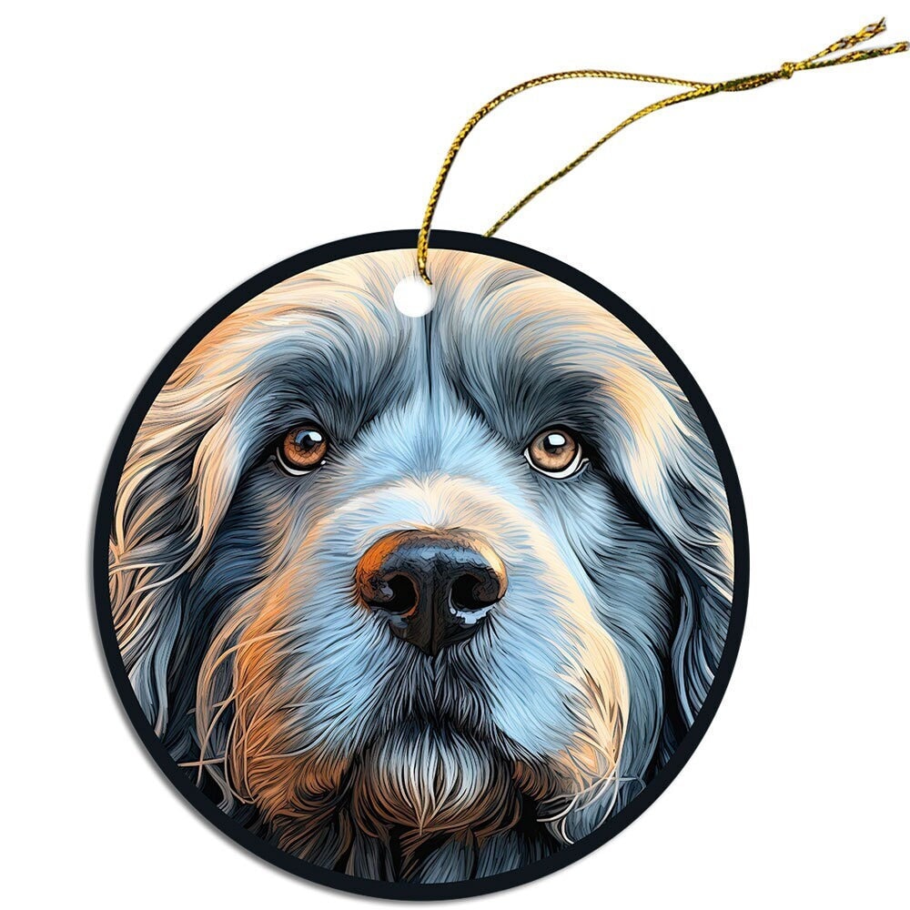 Dog Breed Specific Round Christmas Ornament, "Newfypoo"