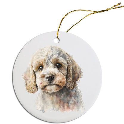 Dog Breed Specific Round Christmas Ornament, "Cockapoo"