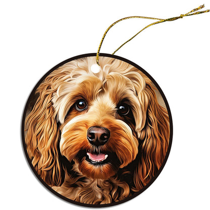 Dog Breed Specific Round Christmas Ornament, "Cockapoo"