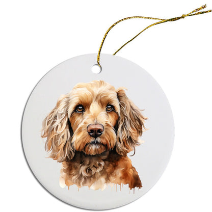 Dog Breed Specific Round Christmas Ornament, "Cockapoo"