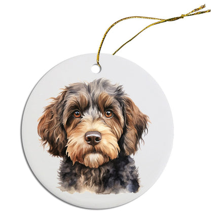 Dog Breed Specific Round Christmas Ornament, "Cockapoo"